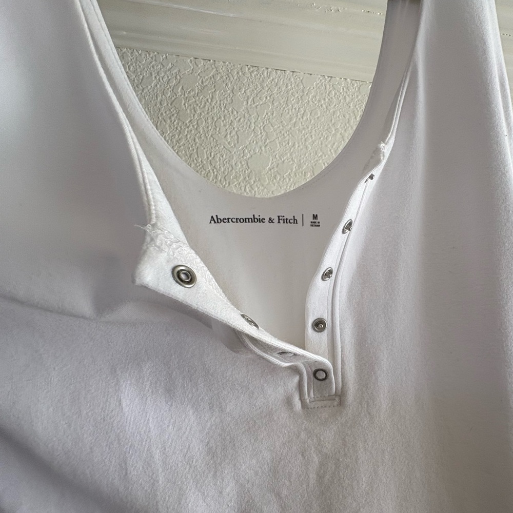 Abercrombie & Fitch White Snap Button Bodysuit